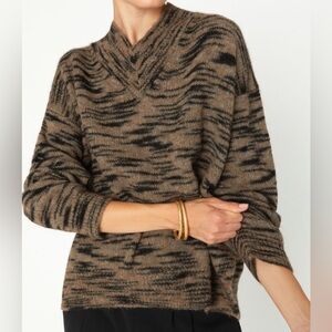Brochu Walker Dutton Wool Blend Spacedye Sweater Size XS Oversized Brown Fall